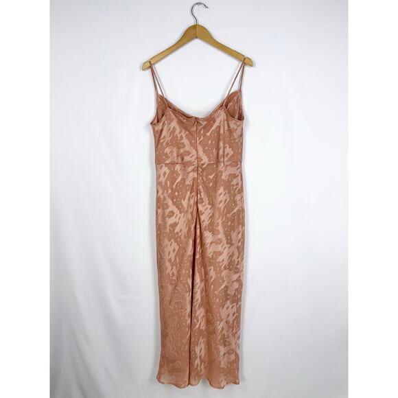 Anthropologie Hutch Women's Kinsey Burnout Midi Slip Dress Size 12 Blush - Picture 7 of 16